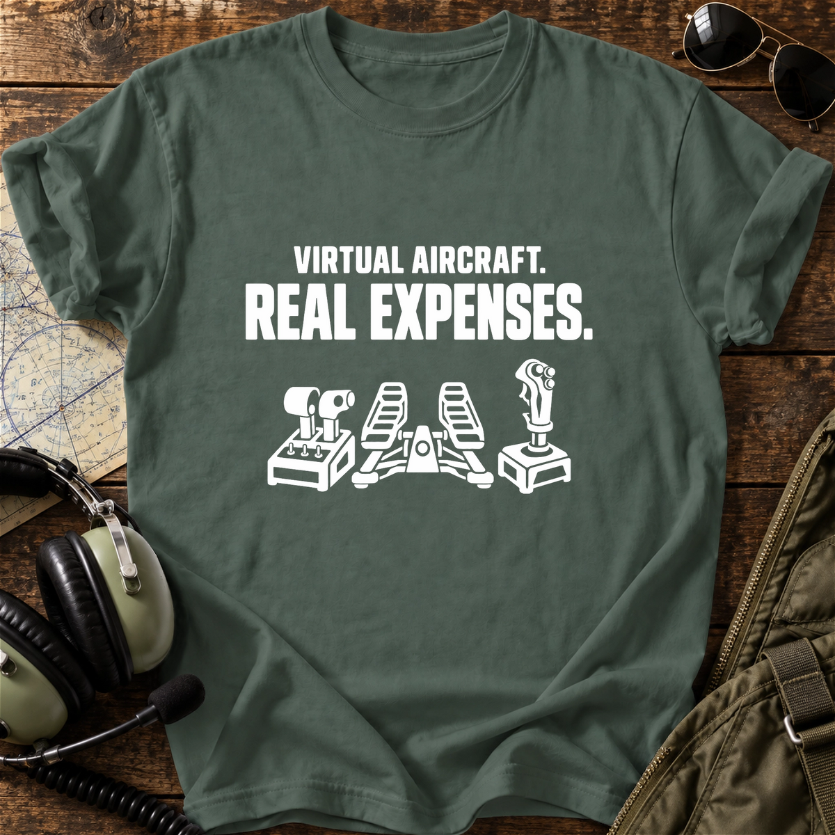 Virtual Aircraft. Real Expenses. T-Shirt