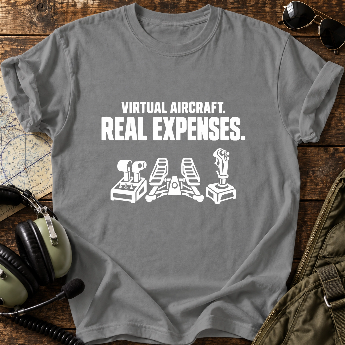 Virtual Aircraft. Real Expenses. T-Shirt